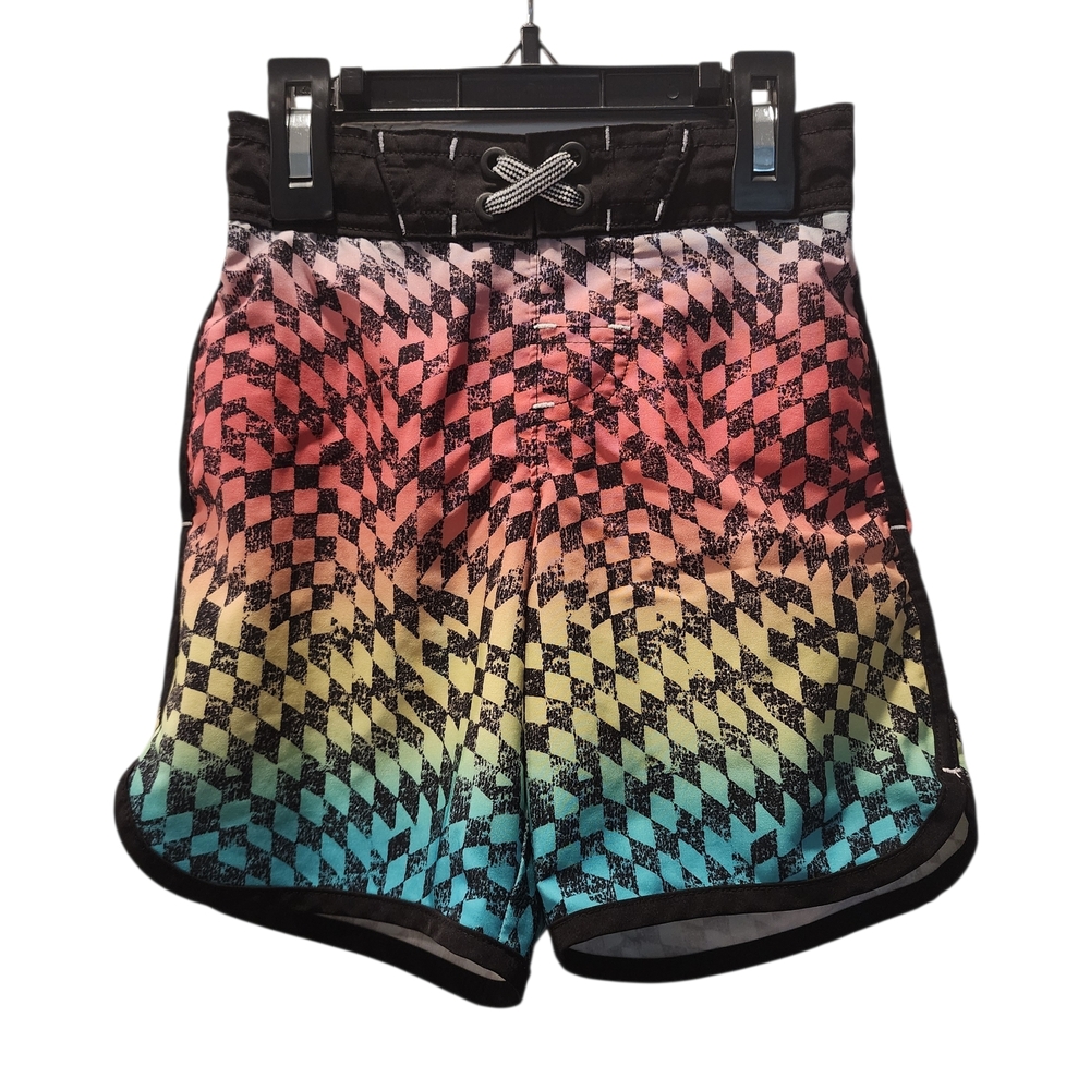Wonder Nation Multicolor Checkered Kids Swim Trunks